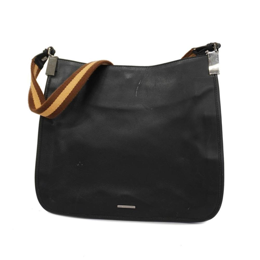 Gucci Shoulder Bag 001 4321 Leather Black Men's Women's